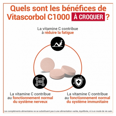 Vitascorbol C1000 Lot de 2 x 20 Comprimés à Croquer Offre Spéciale