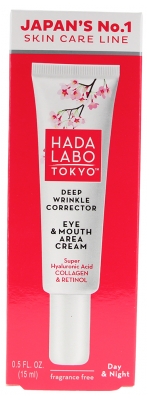 Hada Labo Tokyo Crème Contour des Yeux et Lèvres Jour et Nuit Anti-Âge 15 ml