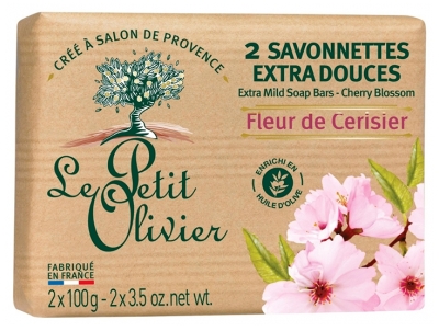 Le Petit Olivier Savonnettes Extra Douces Fleur de Cerisier 2 x 100 g