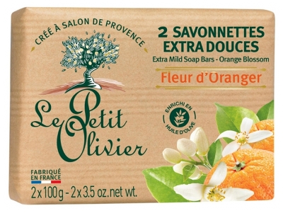 Le Petit Olivier Savonnettes Extra Douces Fleur d'Oranger 2 x 100 g