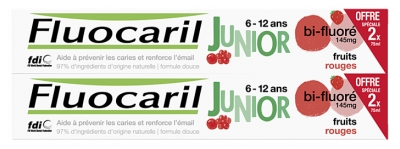 Fluocaril Junior Zubní pasta 6-12 let Balení 2 x 75 ml - Aroma: ?ervené ovoce
