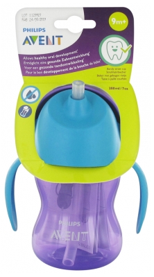 Avent Tasse à Paille avec Anses 200 ml 9 Mois et + - Couleur : Violet