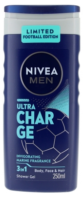 Nivea Men Ultra Charge 3in1 Shower Gel Face, Body and Hair 250 ml