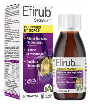 3C Pharma Efirub Sédatuxil Bronches et Gorge Sirop 125 ml