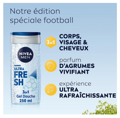 Nivea Men Ultra Fresh Gel Douche 3en1 Visage Corps et Cheveux Édition Limitée 250 ml