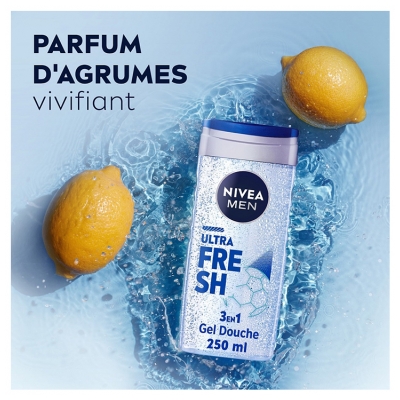Nivea Men Ultra Fresh Gel Douche 3en1 Visage Corps et Cheveux Édition Limitée 250 ml