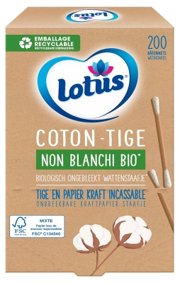 Lotus Coton-Tiges Non Blanchis Bio 200 Bâtonnets