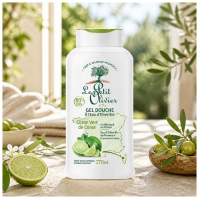Le Petit Olivier Sprchový gel s bio olivovou vodou a korsickou limetkou 270 ml