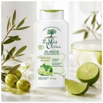 Le Petit Olivier Sprchový gel s bio olivovou vodou a korsickou limetkou 270 ml