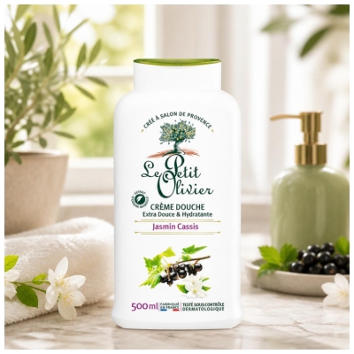 Le Petit Olivier Extra Skånsom og Fugtgivende Jasmin Solbær Showercreme 500 ml
