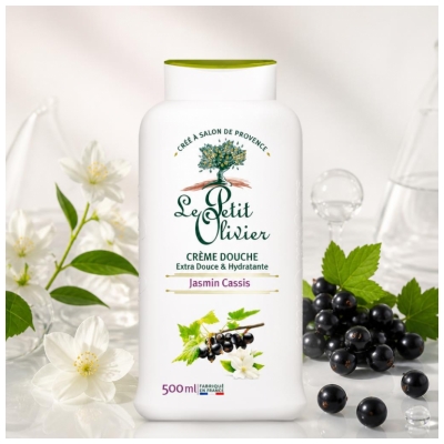 Le Petit Olivier Extra Skånsom og Fugtgivende Jasmin Solbær Showercreme 500 ml