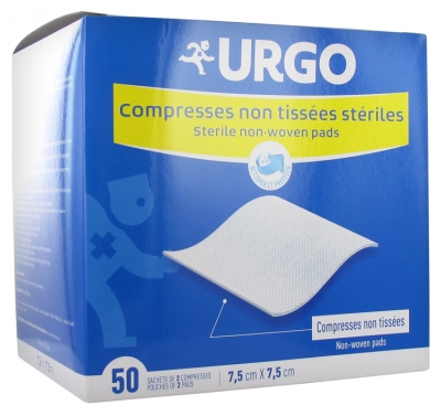 Urgo Sterile Compresses 7,5 x 7,5cm 50 Sachets of 2 Non Woven Compresses