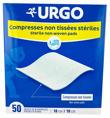 Urgo Non-Woven Sterile Compresses 10cm x 10cm 50 Sachets of 2 Compresses