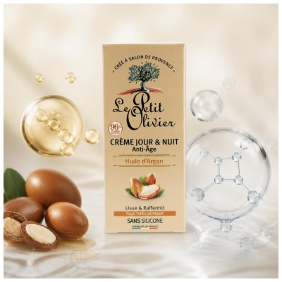 Le Petit Olivier Prettēji novecošanās dienas un nakts krēms ar argana eļļu 50 ml