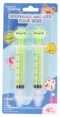 French Pharma Nasal Syringes for Babies 4 Months and Over Frog Model 2 x 10 ml