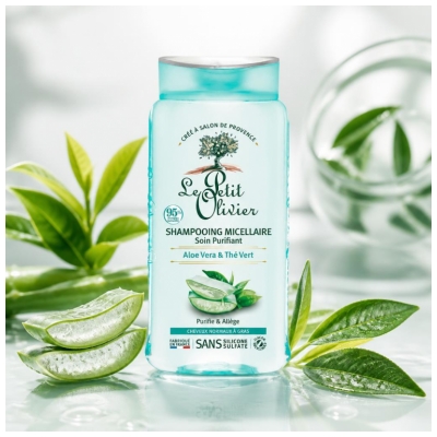 Le Petit Olivier Micelární šampon Aloe Vera & Zelený čaj 250 ml