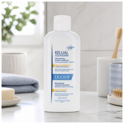 Ducray Kelual Squanorm Mitrinošs Ārstnieciskais Šampūns Sausiem Blaugznām 200 ml