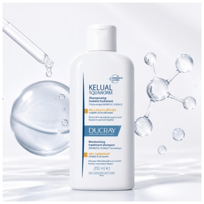 Ducray Kelual Squanorm Mitrinošs Ārstnieciskais Šampūns Sausiem Blaugznām 200 ml