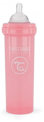 Twistshake Biberón Anticólicos L 330 ml A Partir de 4 Meses - Color: Rosa Pastel