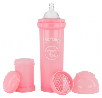 Twistshake Biberón Anticólicos L 330 ml A Partir de 4 Meses - Color: Rosa Pastel