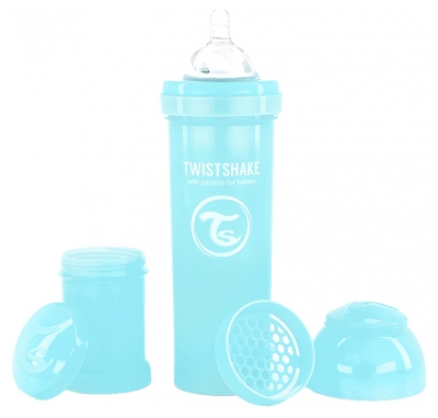 Twistshake Biberón Anticólicos L 330 ml A Partir de 4 Meses - Color: Azul pastel