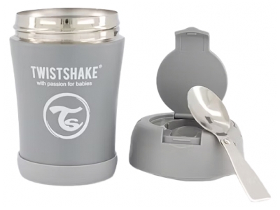 Twistshake Conteneur Alimentaire Isotherm 350 ml - Couleur : Gris Pastel