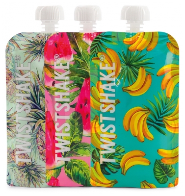 Twistshake Fruit Motif Reusable Flask Set of 3 x 220 ml