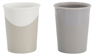 Twistshake 2 Gläser 170 ml 6 Monate und Mehr - Farbe: Pastellgrau - Weiß