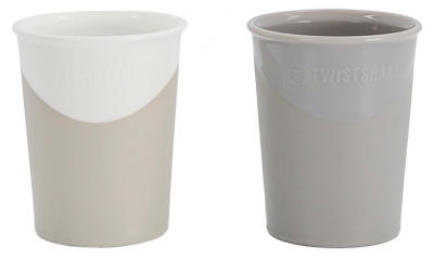 Twistshake 2 Glasses 170 ml 6 Months and Over - Colour: Pastel grey - White