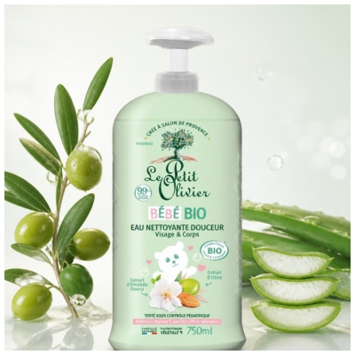 Le Petit Olivier Bébé Hellävarainen Luomu Puhdistusvesi 750 ml