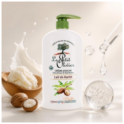 Le Petit Olivier Cremă de Duș Extra Blândă & Hidratantă Lapte de Karité 750 ml
