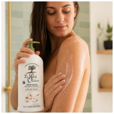 Le Petit Olivier Crema Doccia Extra Delicata & Idratante Latte di Cotone 750 ml