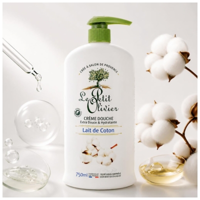 Le Petit Olivier Crema Doccia Extra Delicata & Idratante Latte di Cotone 750 ml