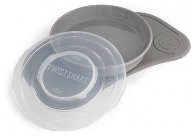 Tăviță Mini Twistshake Click Mat + Farfurie & Capac 6 Luni și Peste - Culoare: Gri pastel