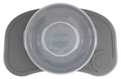 Tăviță Mini Twistshake Click Mat + Farfurie & Capac 6 Luni și Peste - Culoare: Gri pastel