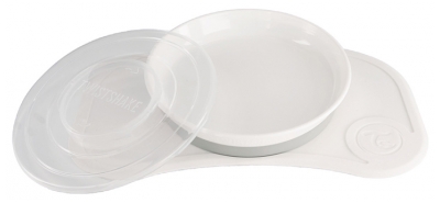 Twistshake Mini Tabuleiro Click Mat + Prato & Tampa 6 Meses e + - Cor: Branco