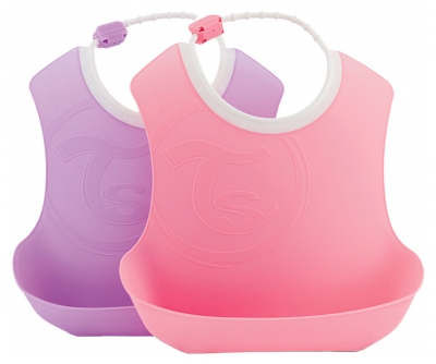 Twistshake Soft Bib With Recuperator 4 Months and Up Set of 2 - Colour: Pink - Violet