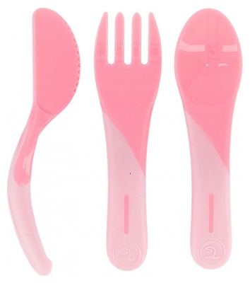 Tacâmuri de Învățare Twistshake 6 Luni + - Culoare: Roz pastel