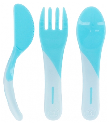 Tacâmuri de Învățare Twistshake 6 Luni + - Culoare: Pastel albastru