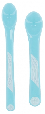 Twistshake Straight Feeding Spoon 4 Months + Set of 2 - Colour: Pastel Blue