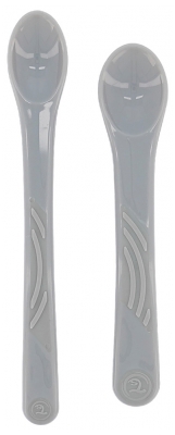 Twistshake Straight Feeding Spoon 4 Months + Set of 2 - Colour: Pastel grey