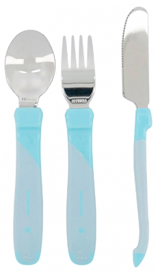 Twistshake Stainless Steel Learning Cutlery 12 Months and Up - Colour: Pastel blue