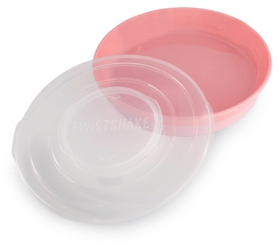 Farfurie Clasică & Capac Twistshake 6 Luni și Peste - Culoare: Roz pastel