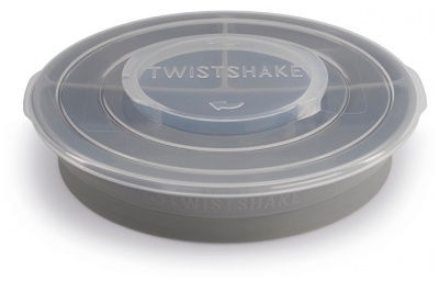 Twistshake Piatto e Coperchio Compartimentati a Partire dai 6 Mesi di Età - Colore: Grigio pastello