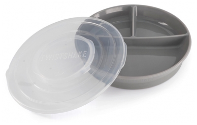 Twistshake Talíř s přihrádkami a víkem 6 měsíců a více - Barva: Pastelov? šedá