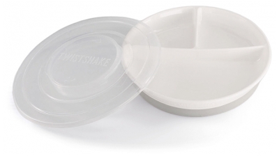 Farfurie Compartimentată și Capac Twistshake 6 Luni și Peste - Culoare: Alb