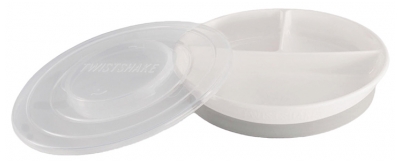 Twistshake Compartmented Plate and Lid 6 Months and Up - Colour: White