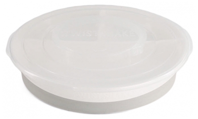 Twistshake Krožnik s Predelki in Pokrovom 6 Mesecev in Več - Barva: Bela