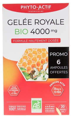 Phyto-Actif Gelée Royale 4000 mg Bio 20 Ampoules Offre Spéciale