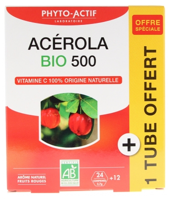 Phyto-Actif Acerola 500 Bio 24 Comprimés + 1 Tube Offert